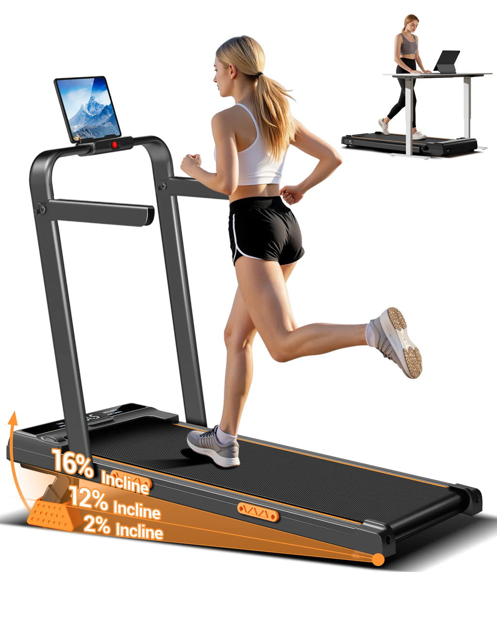 2 In 1 Foldable Walking Running Treadmill
