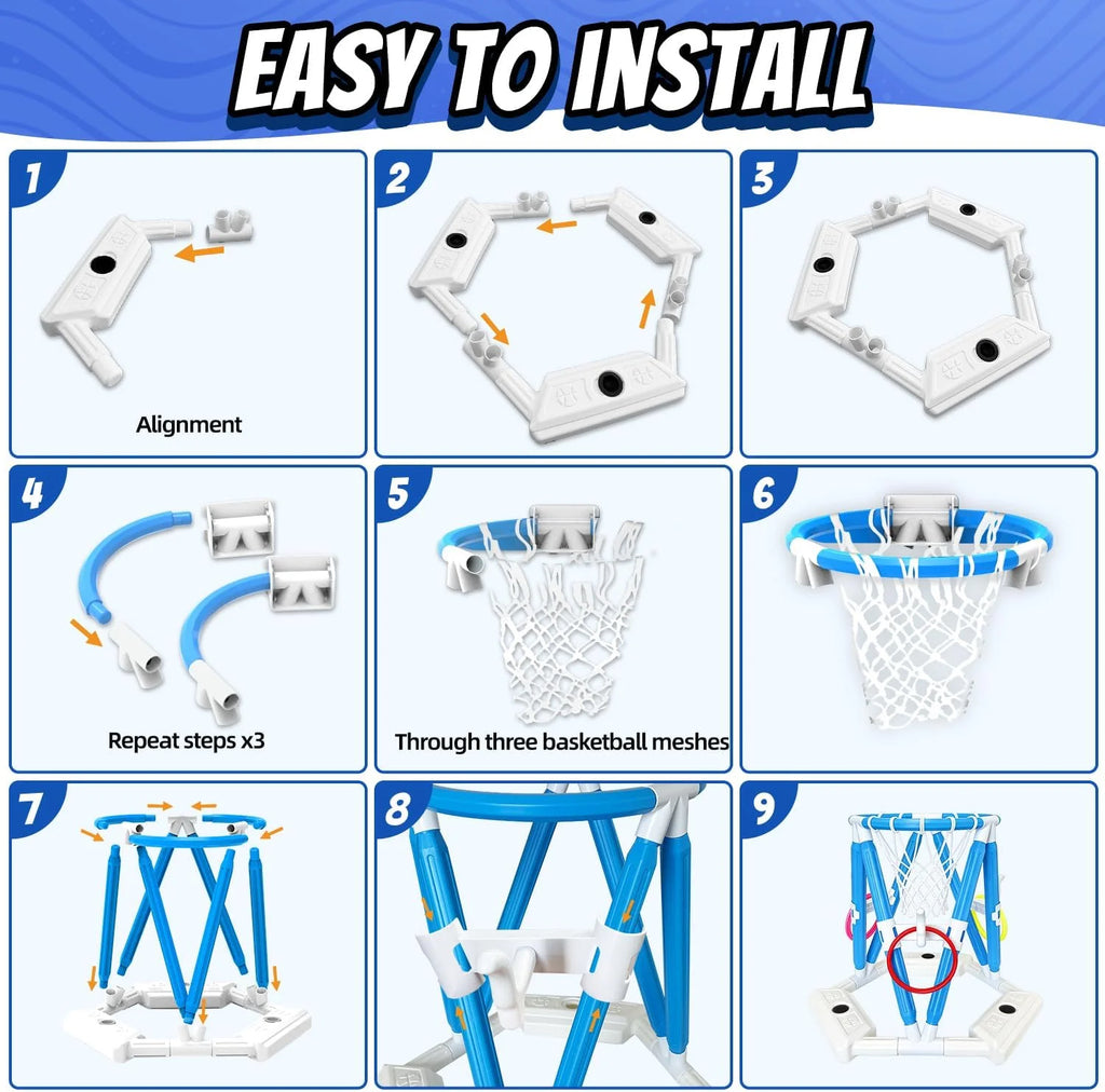 2-in-1 Pool Basketball Hoop & Ring Games