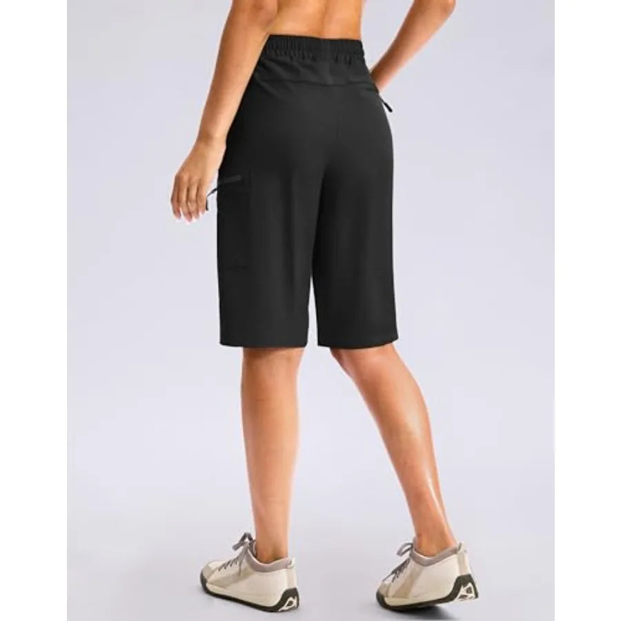13'' Unisex Hiking Shorts Knee Length Cargo Bermuda Shorts for Women with Zipper Pockets Quick Dry Summer Short