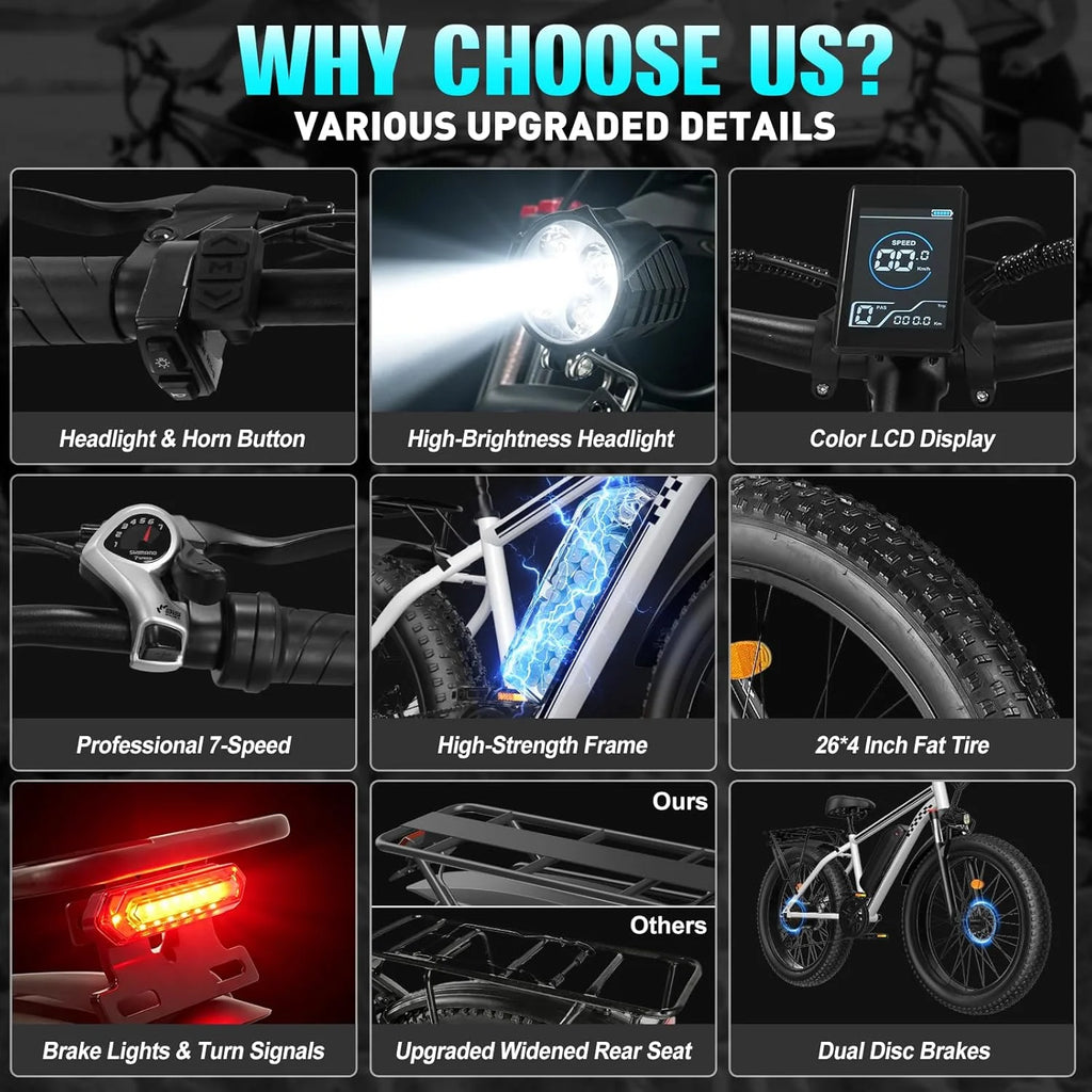 1500W Mountain Ebike 26x4 Inch