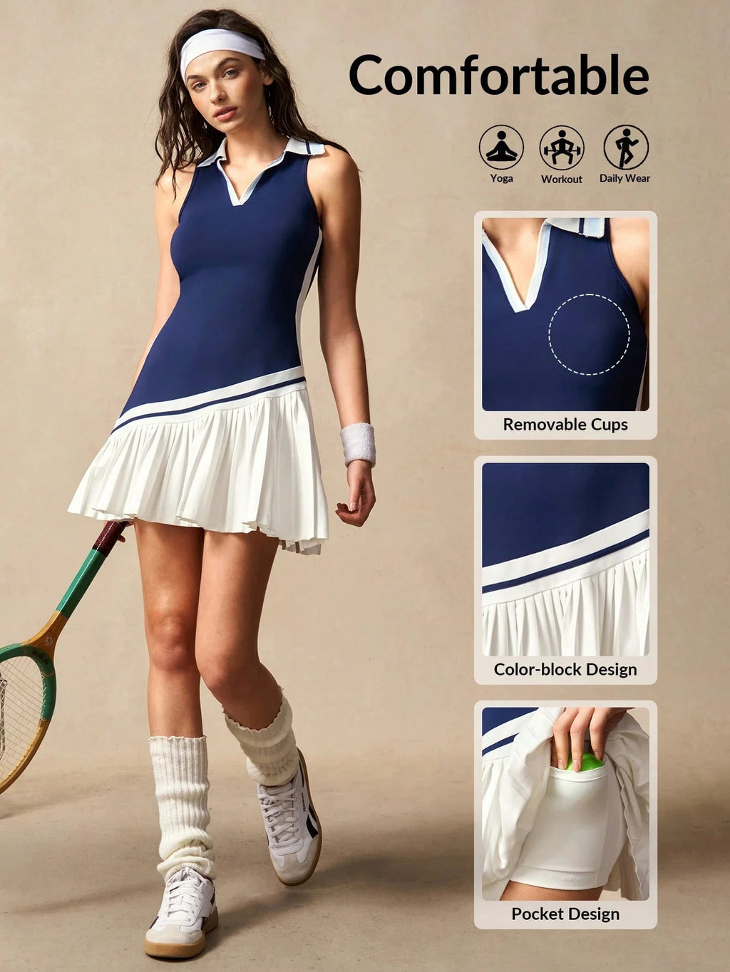 Women's Sporty Tennis Skirt Dress