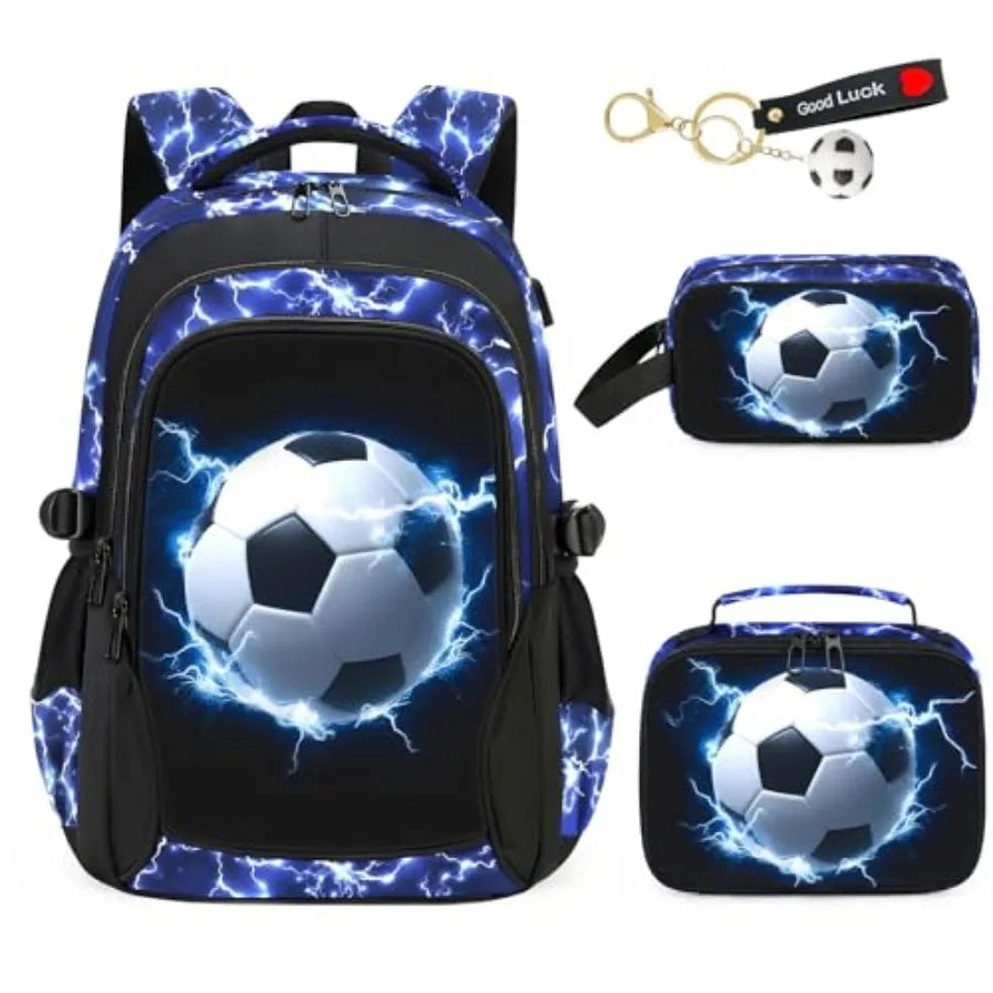 4pcs Baseball Boys Backpack with Lunch Box Set