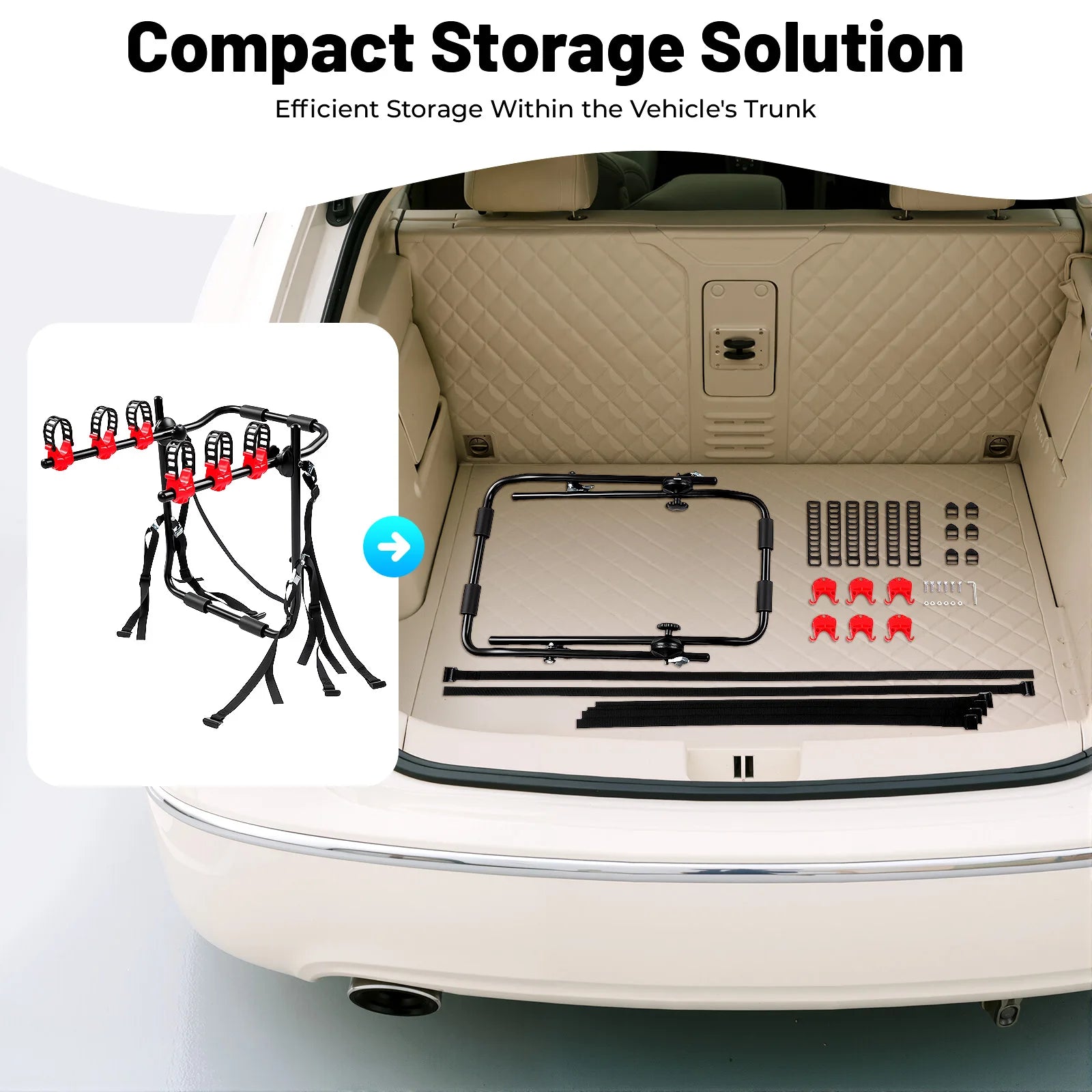Universal Trunk Bike Rack 3 Bicycles