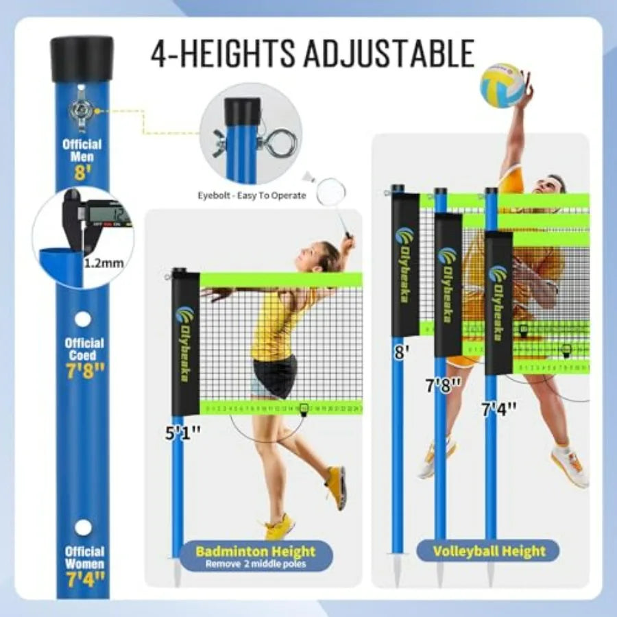 Portable Volleyball and Badminton Combo Net Set