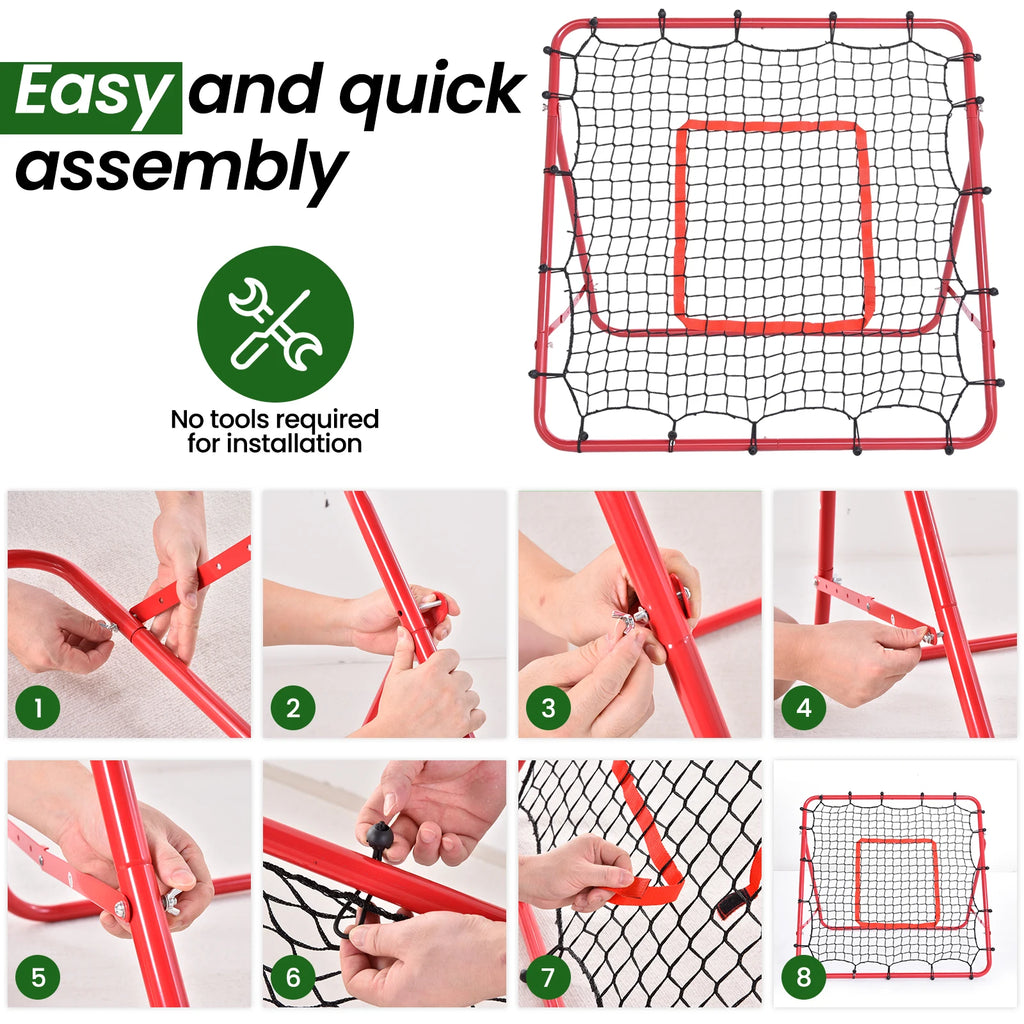 39"x39" Baseball Rebounder Pitch Back Net with 3 Modes of Ball Return