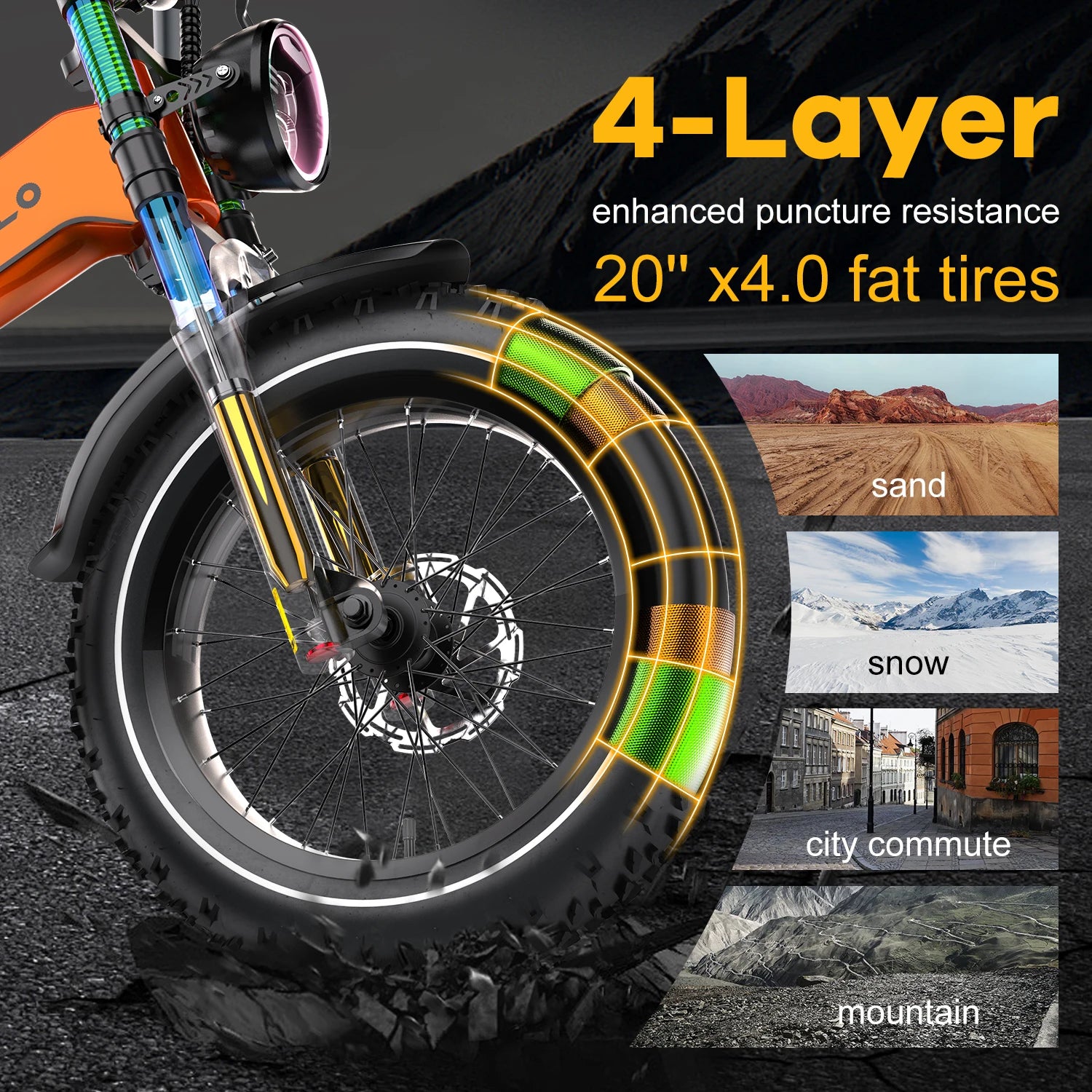 20” Fat Tire 2000W Peak Motor Luxury ebike