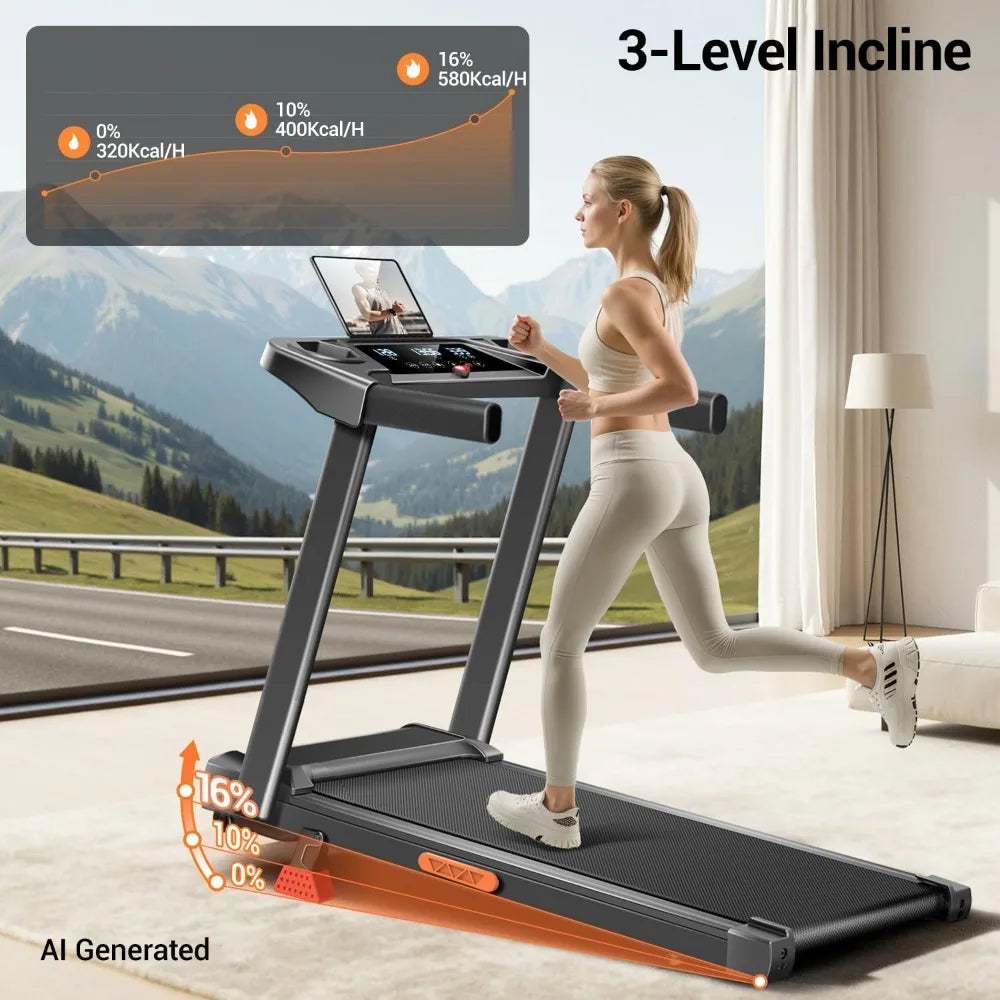 Foldable 16% Incline Treadmill  LED Display