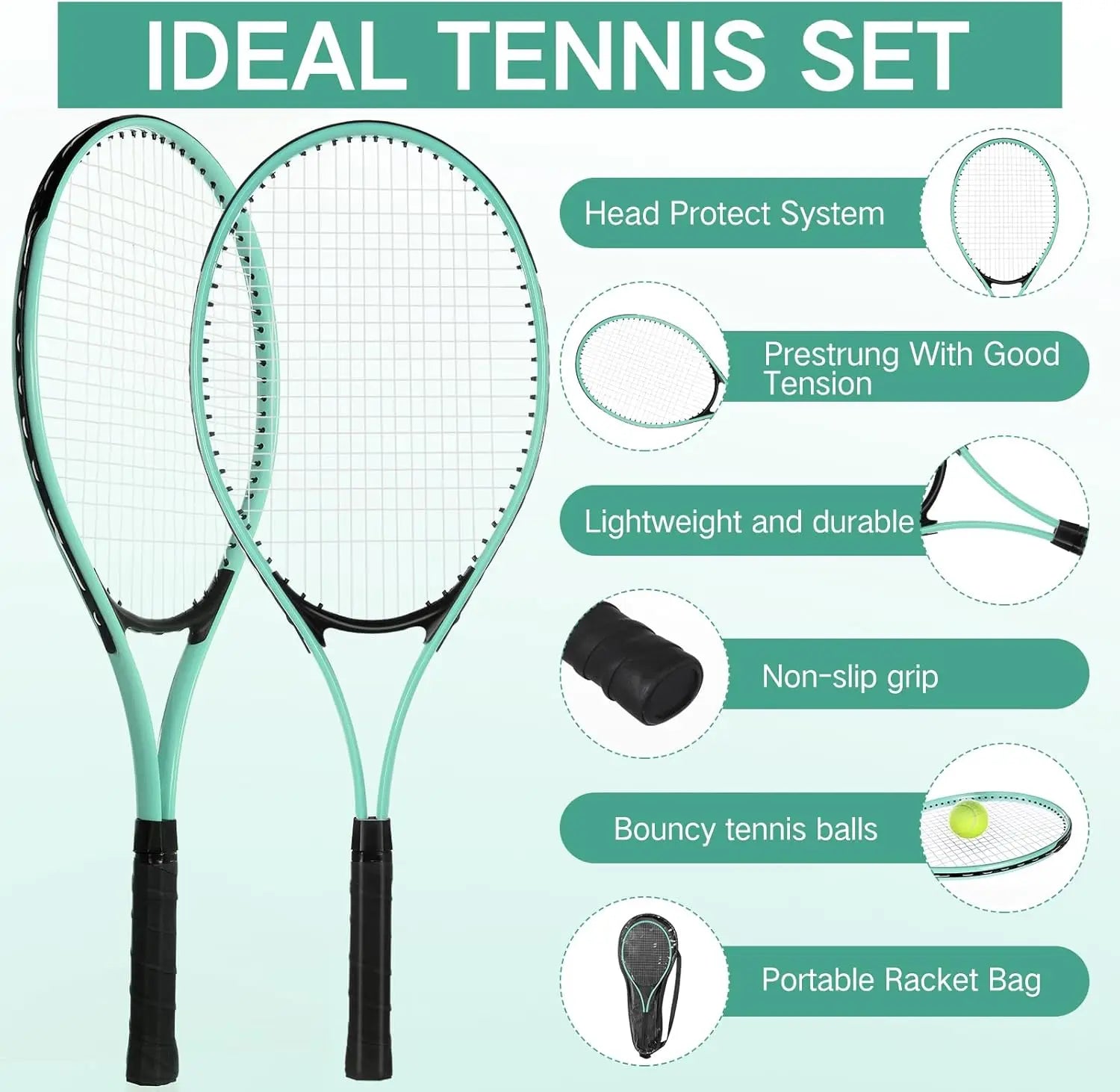 Adult Recreational Racquets Set for 4 Players
