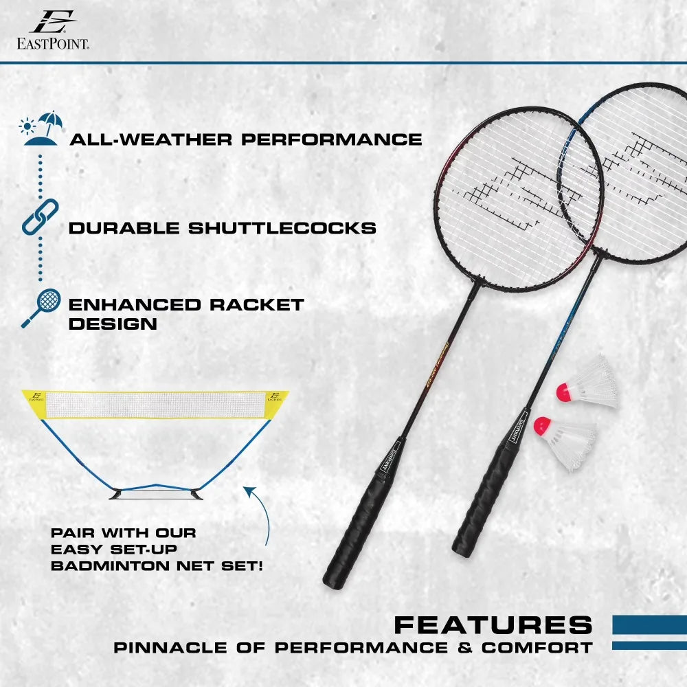 Badminton Racket Set 2 Rackets 2 Shuttlecocks