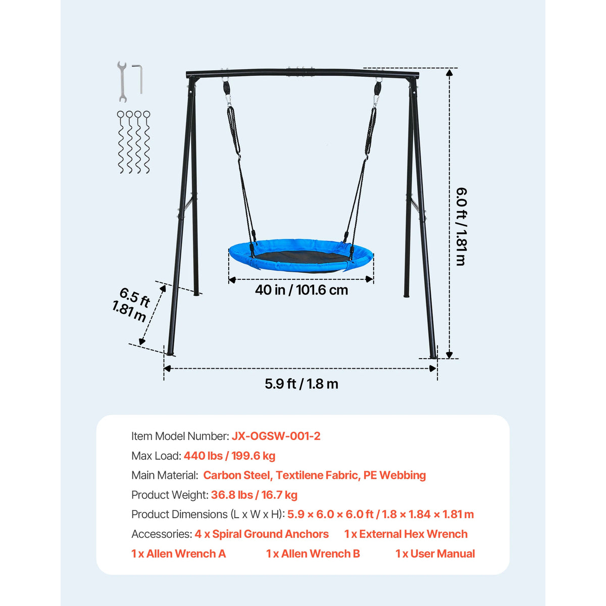 Swing Set for Backyard 32/40/60x32"