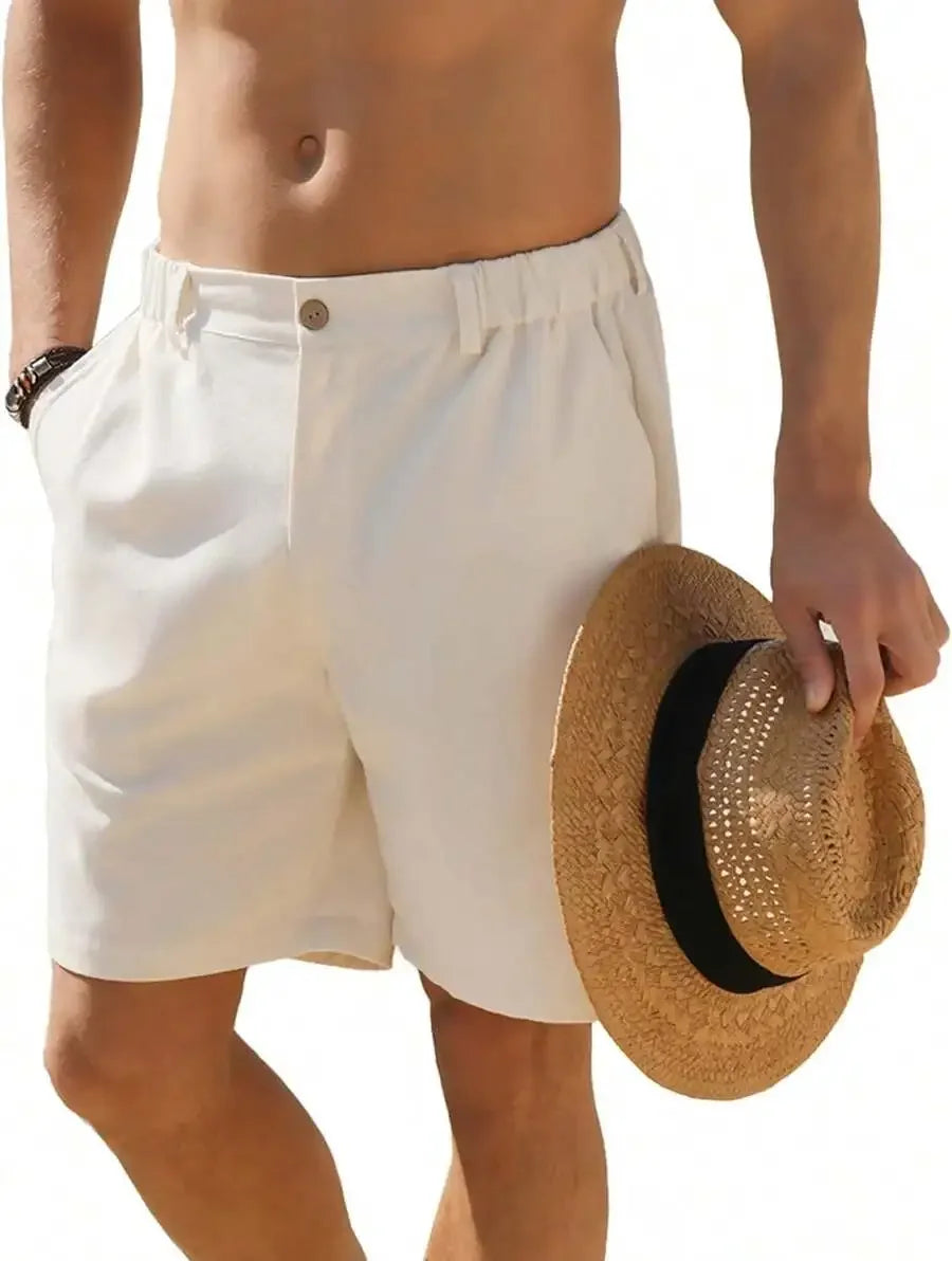 Mens Casual Cotton Linen Golf  Shorts