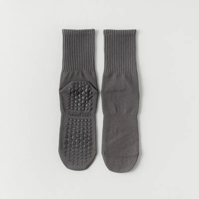 Solid Color Mid Calf Yoga Socks