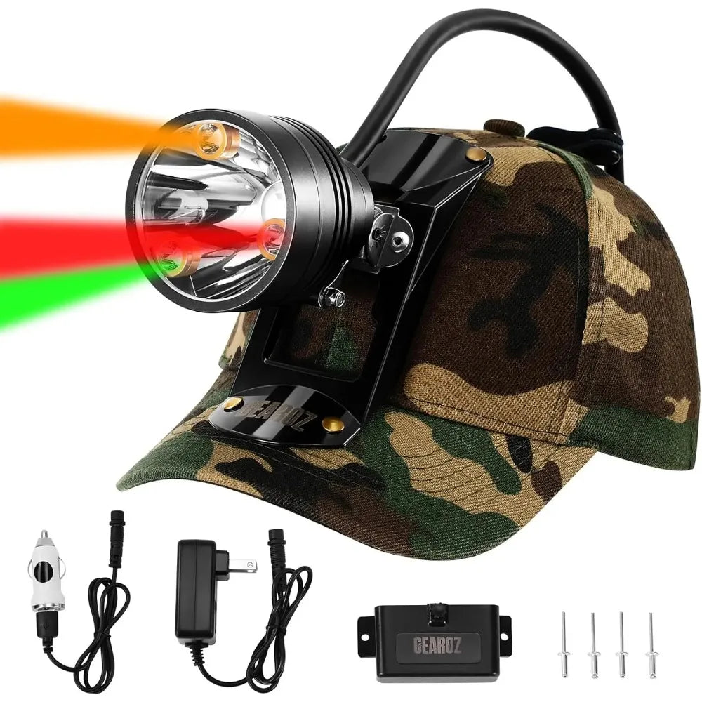 Hunting Headlamp with Camo Hat
