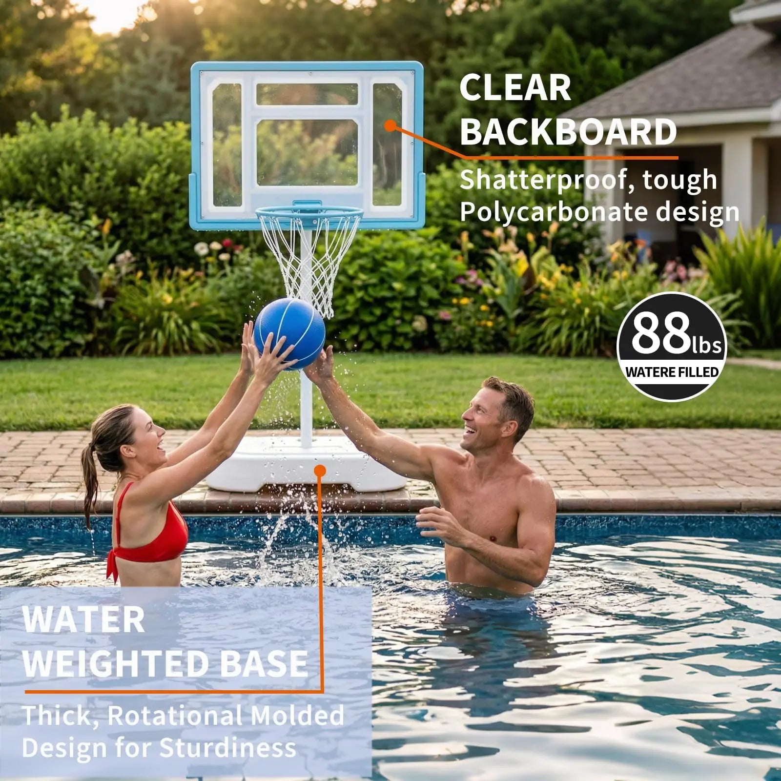 Outdoor Poolside Basketball Hoop