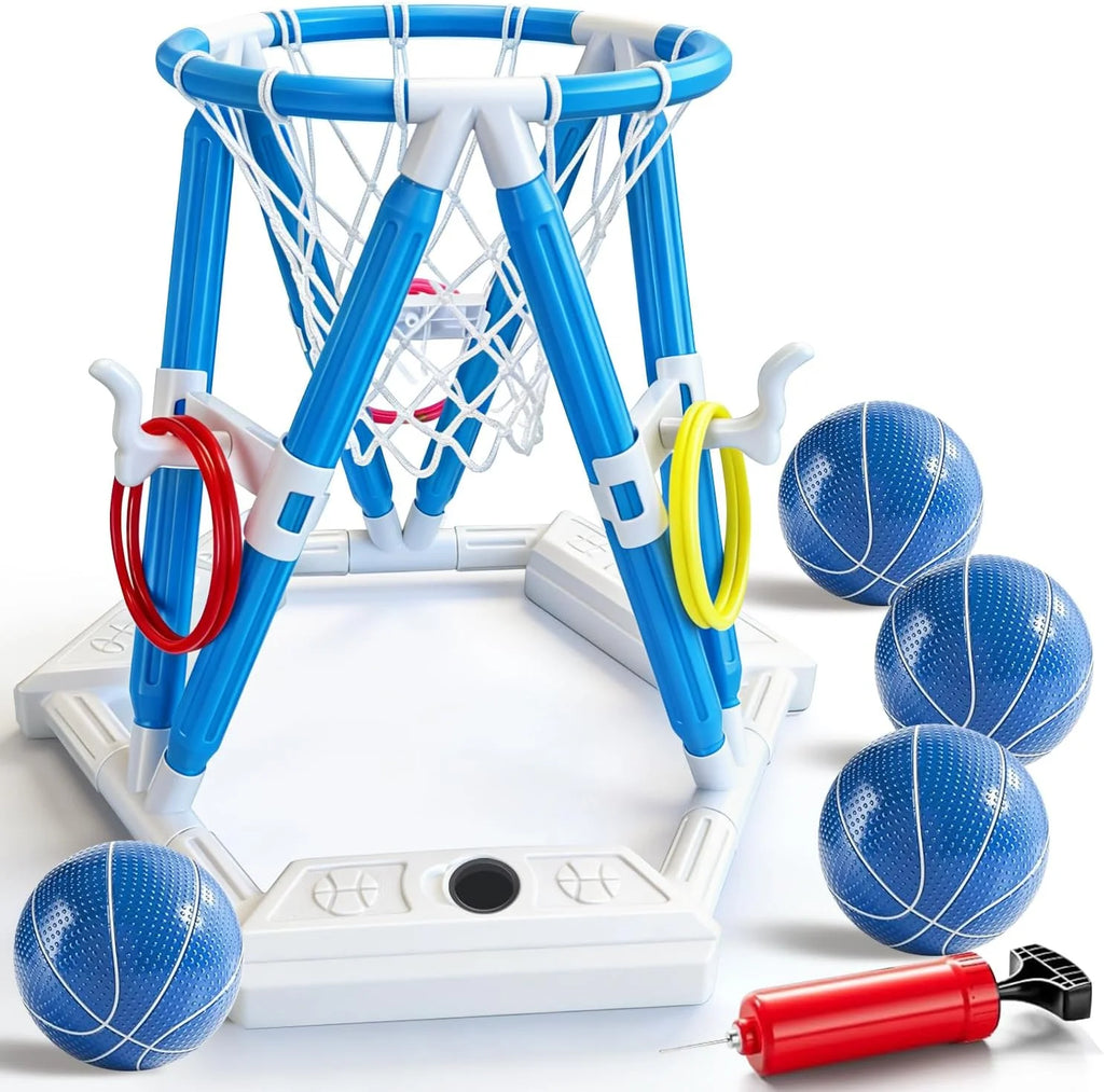 2-in-1 Pool Basketball Hoop & Ring Games