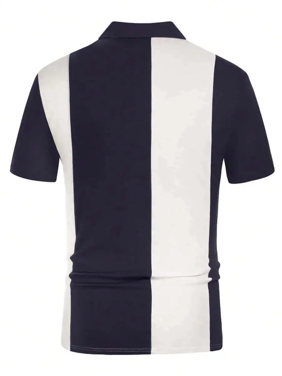 Mens Short Sleeve Striped  Golf Shirt