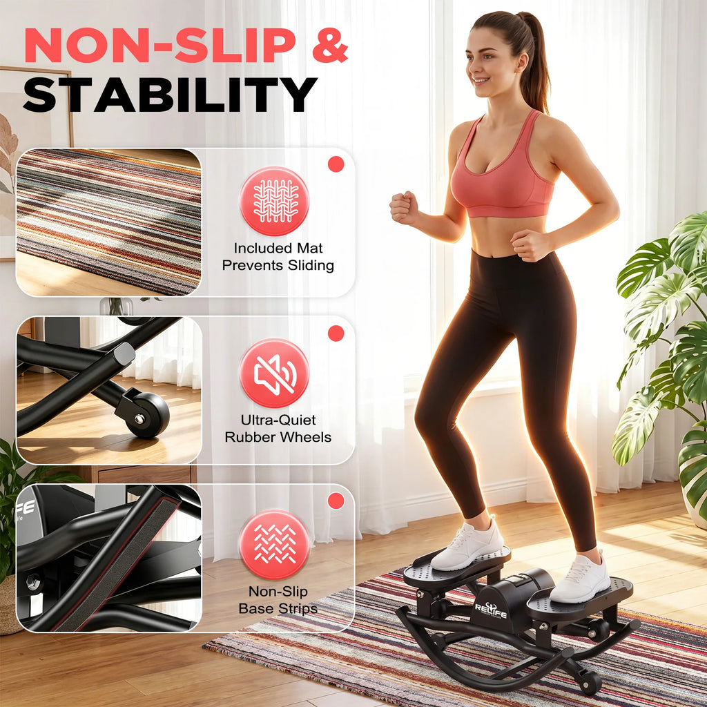 3D Lateral Rocking Stepper with Resistance Bands