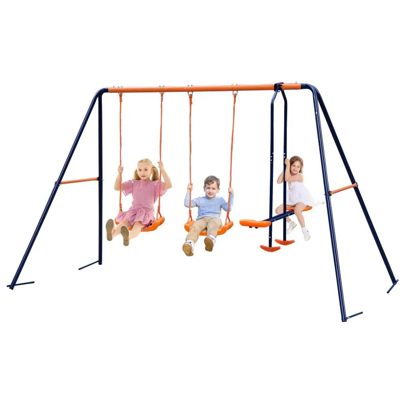 Metal Play Swing Set W/ 2 Seats