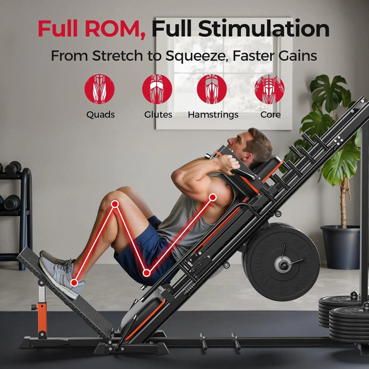3‑in‑1 Leg Press Hack Squat Machine
