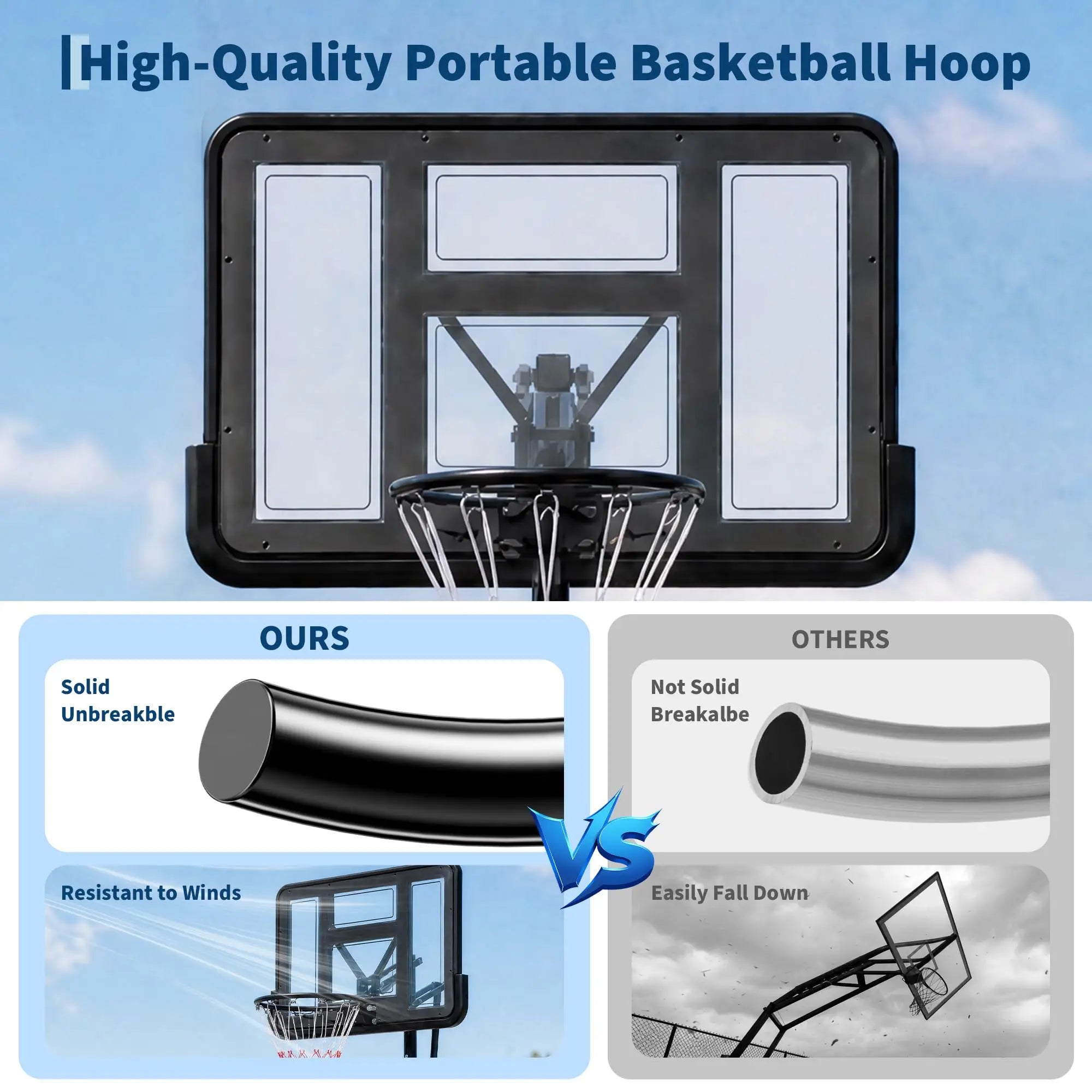 Portable Basketball Hoop Outdoor 7.5-10FT