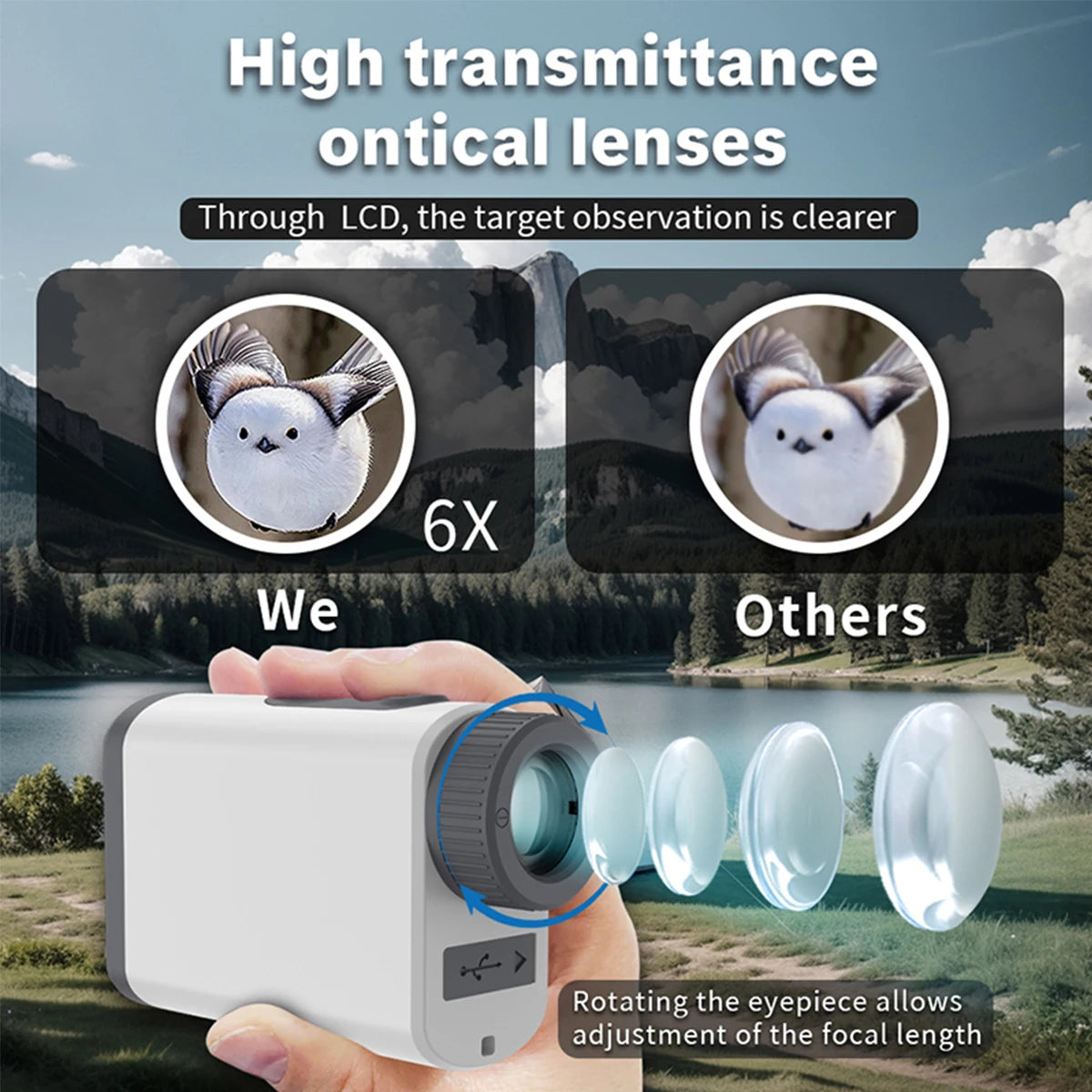 Laser Golf Rangefinder 1200 Yards 6X Mag