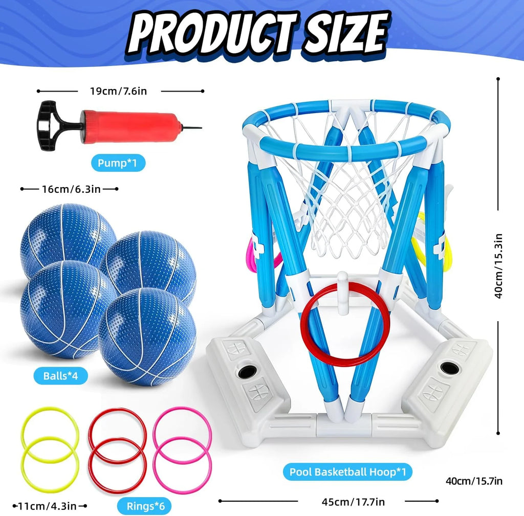 2-in-1 Pool Basketball Hoop & Ring Games