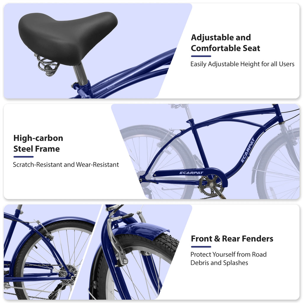 26 Inch 7 Speed Beach Cruiser Bike