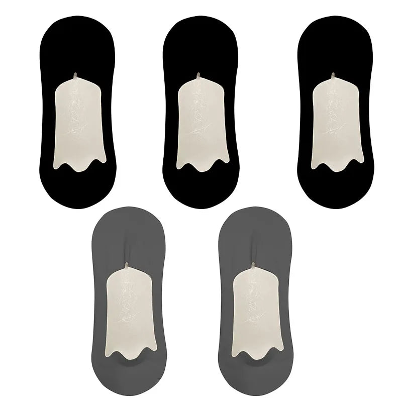 5pairs Men's Socks Cotton  No Show Silicone