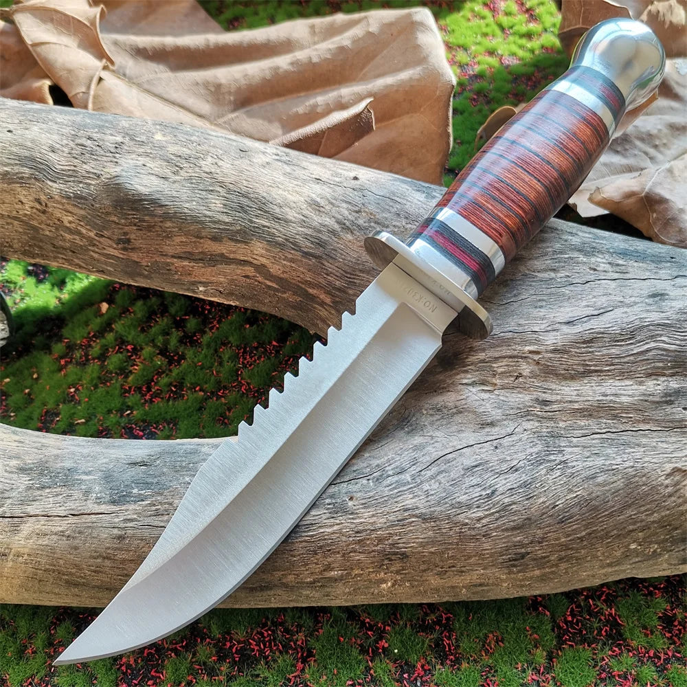 Steel Blade Hunting Knife Wooden Handle