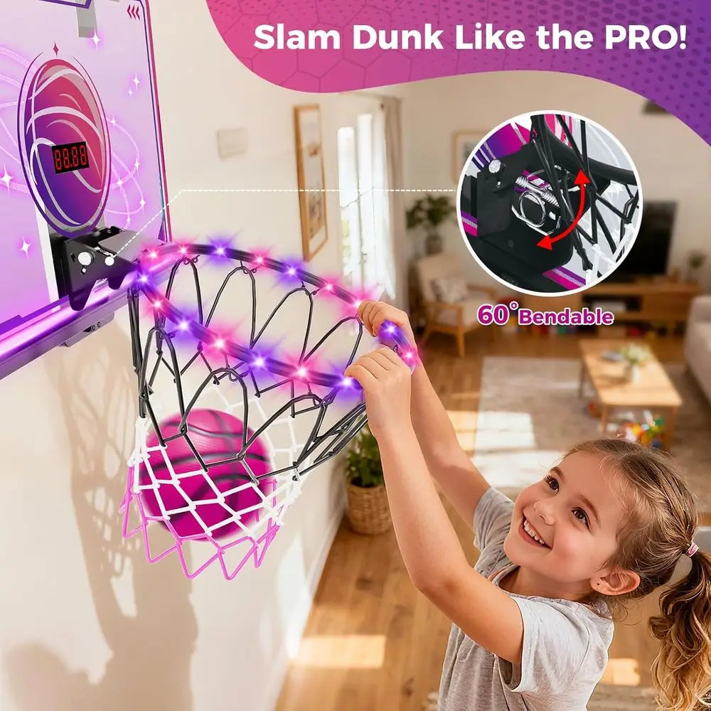 Indoor LED Basketball Hoop with 7 Color Lights