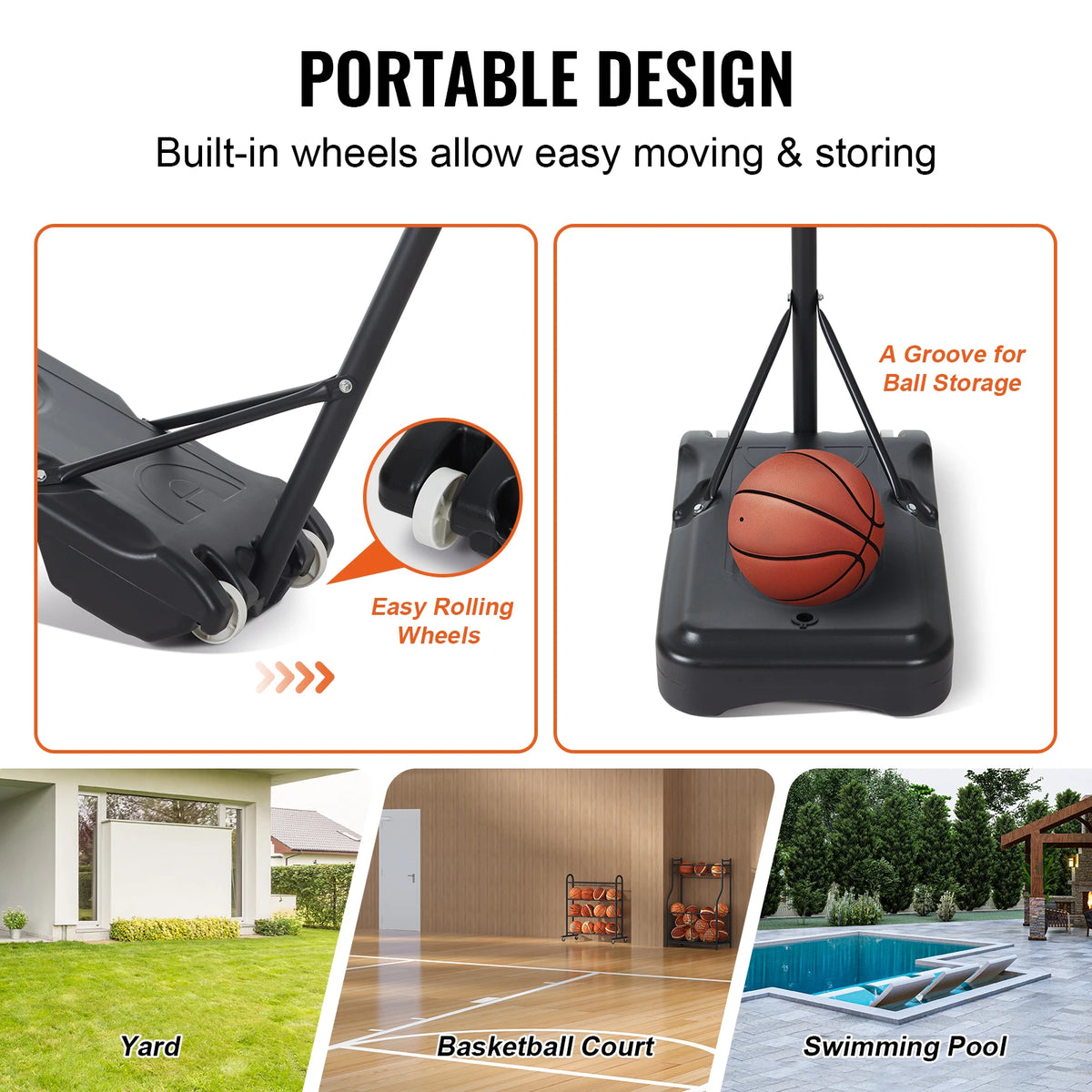 Portable Basketball Hoop Stand 4-10 ft Adjustable