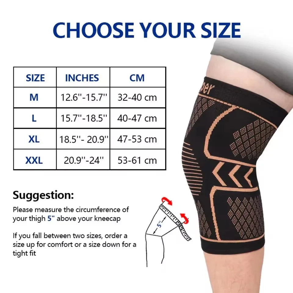 Unisex Copper Compression Knee Support Sleeves
