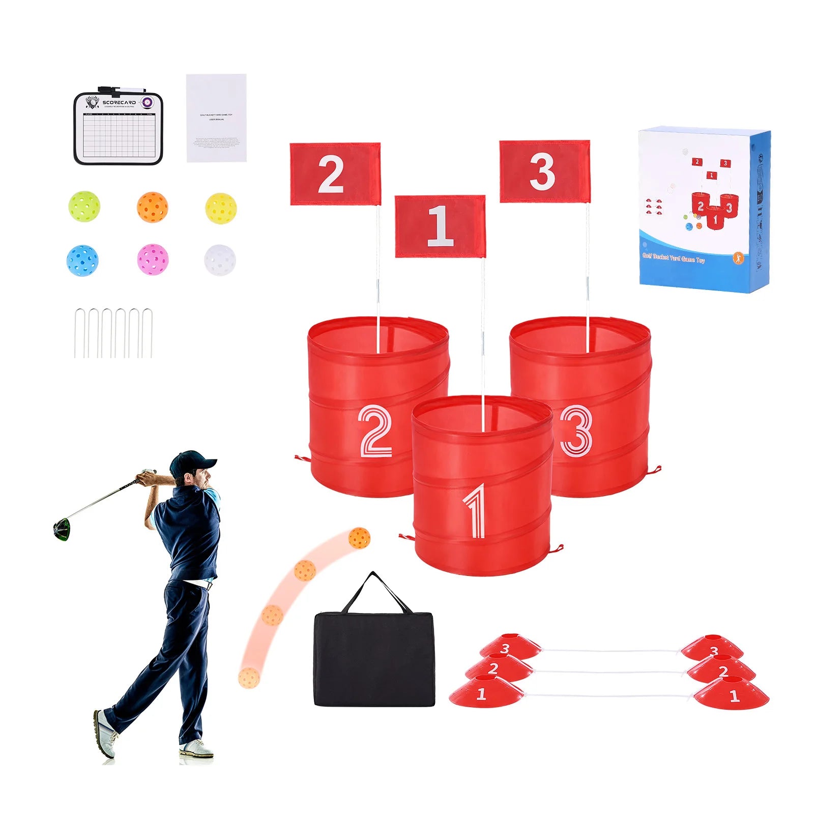 Backyard Golf Game Portable Bucket Golf Course