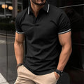 Unbuttoned Ribbed Collar Polo