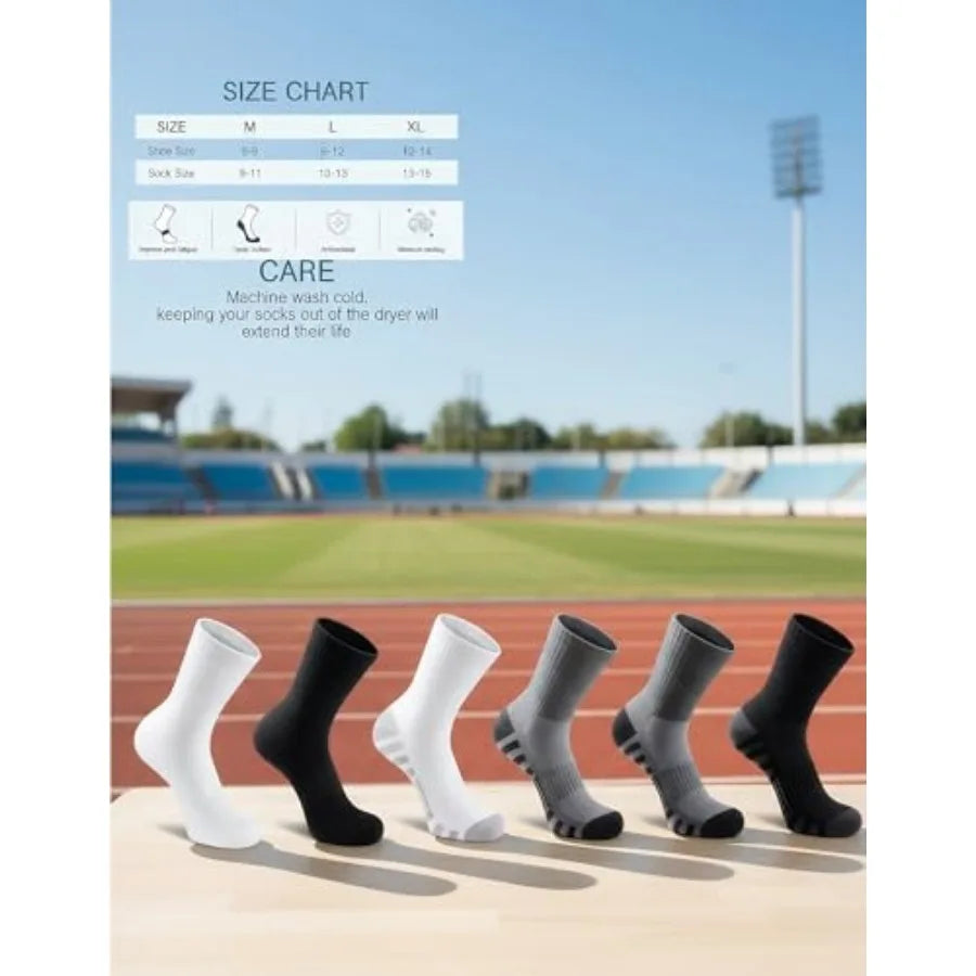 6 Pairs Athletic Calf Socks