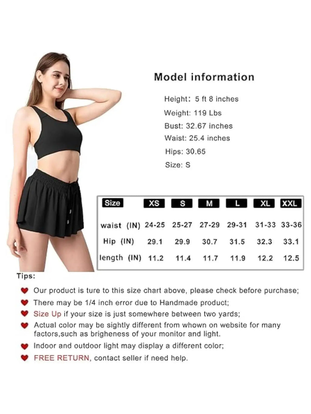 Womens High Waist Tennis/Golf Skirt
