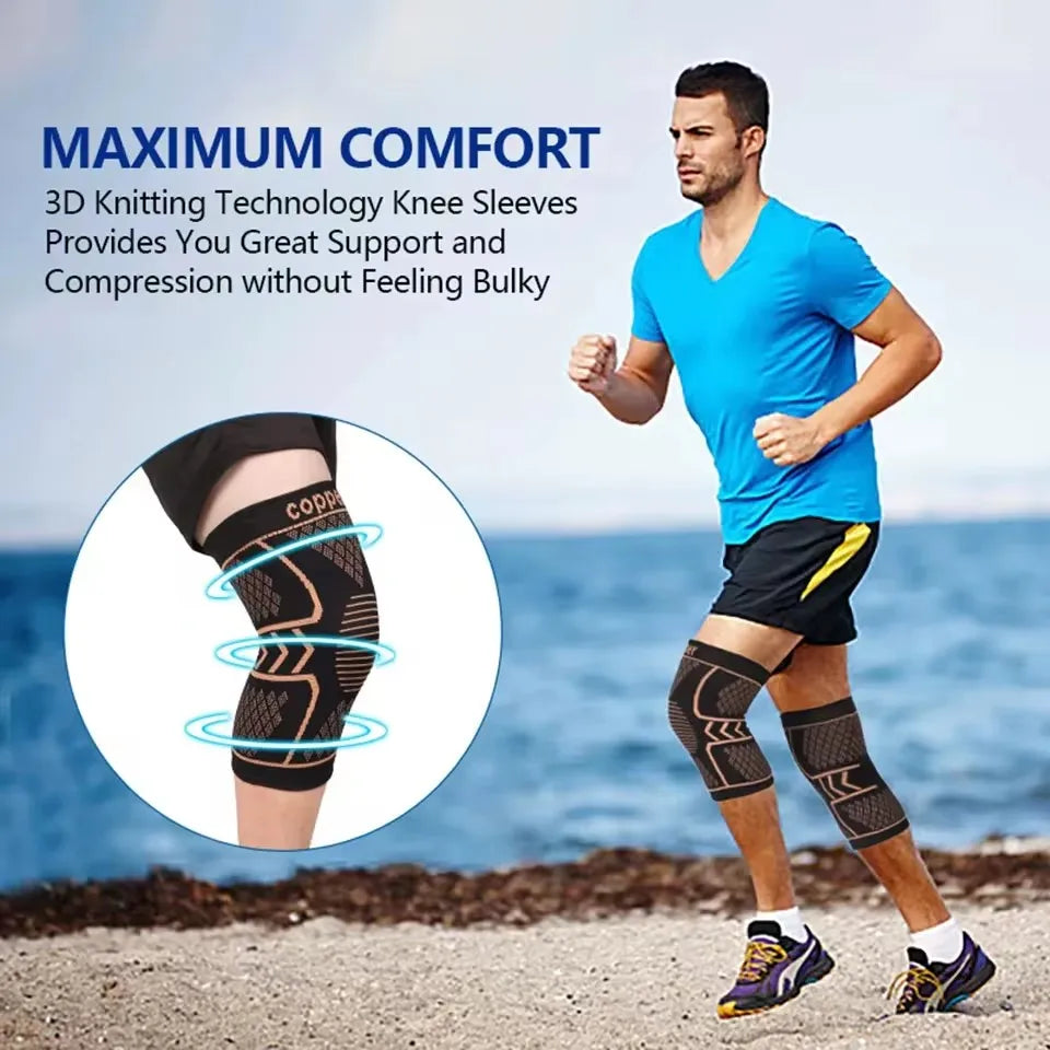 Unisex Copper Compression Knee Support Sleeves