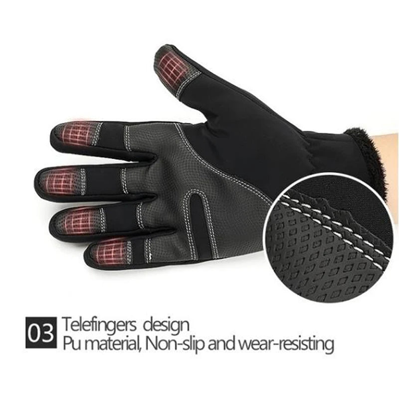 1Pair Black Sports Gloves Warm Full Fingers