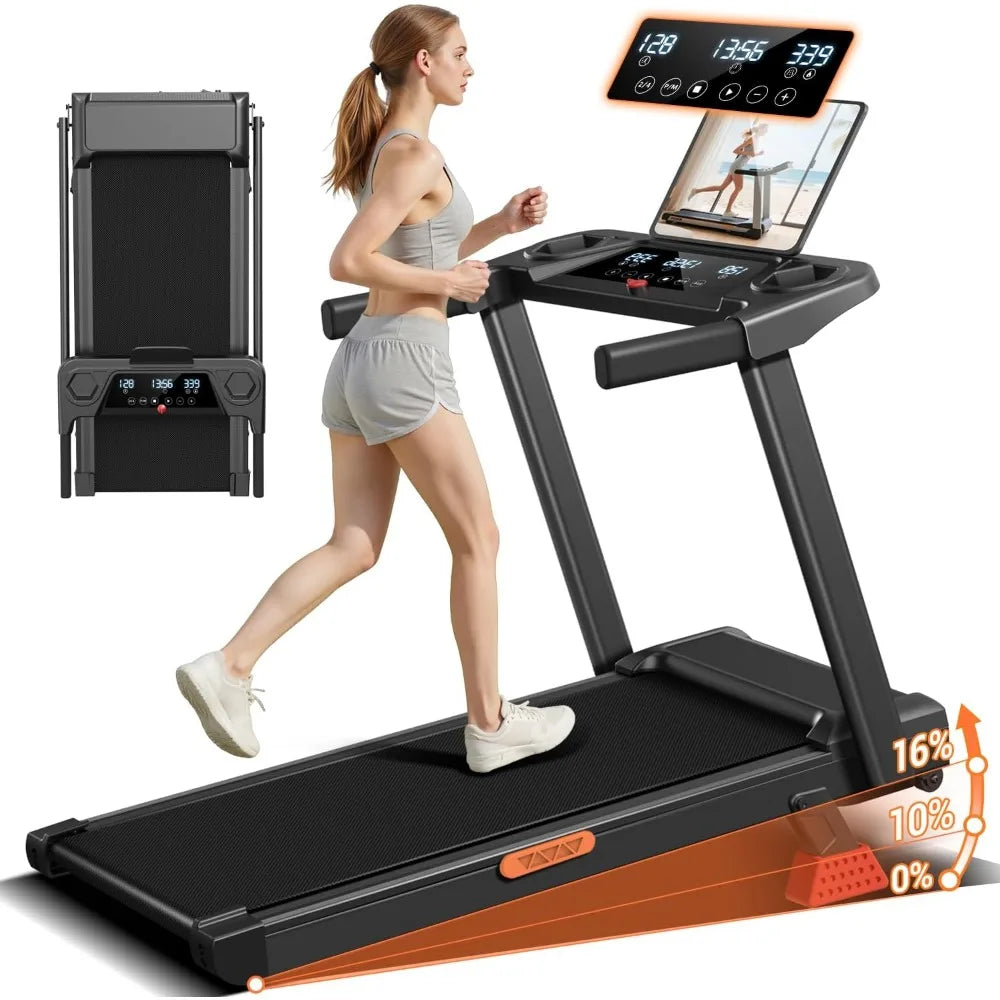 Foldable 16% Incline Treadmill  LED Display
