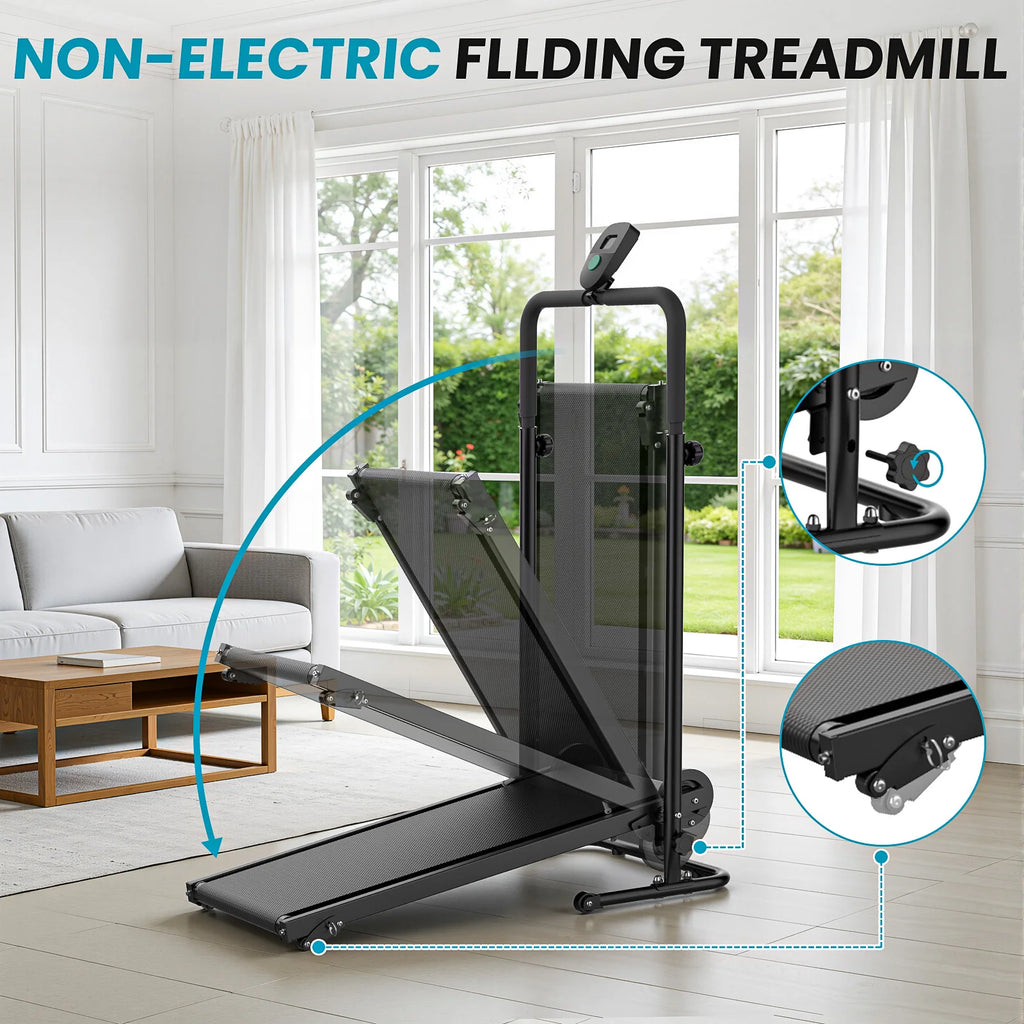 Non-Motorized Foldable Workout Treadmill