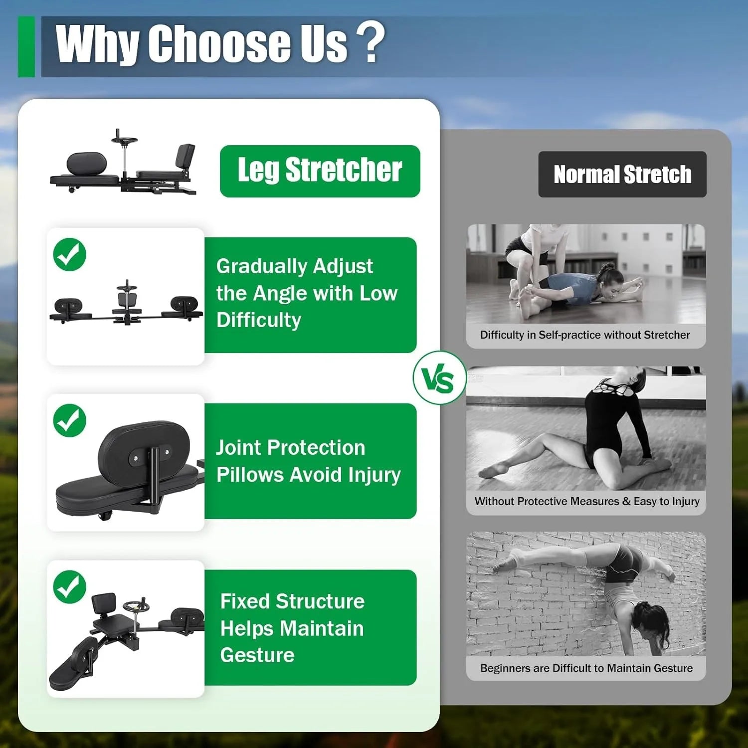Leg stretcher, hip stretcher