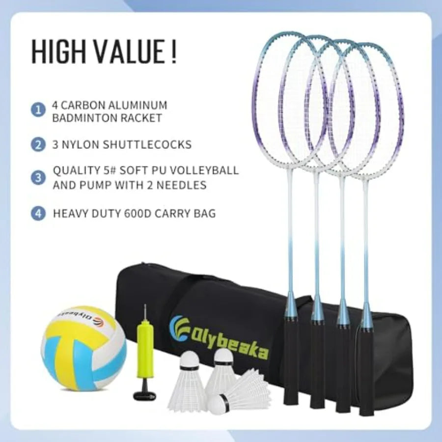 Portable Volleyball and Badminton Combo Net Set