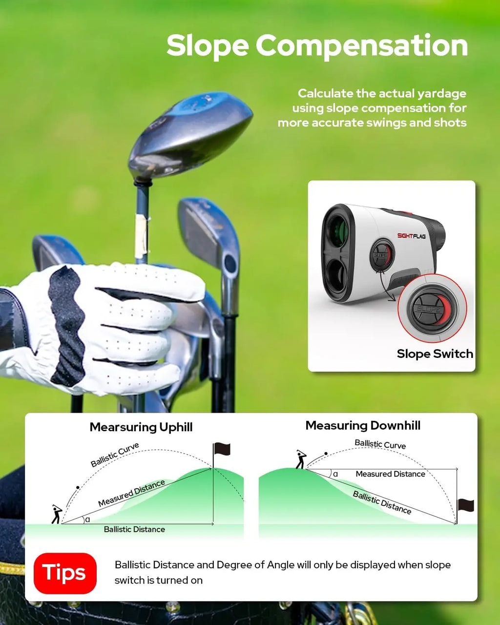 Golf Rangefinder with Slope, 1300 Yards Laser