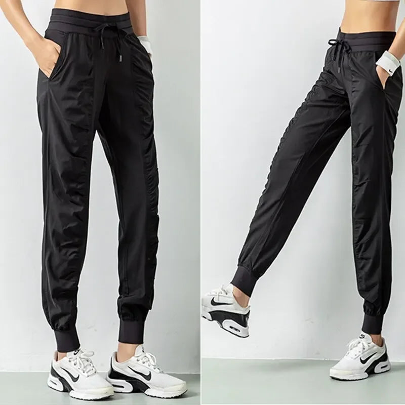 Womens Fabric Drawstring Running Sport Joggers