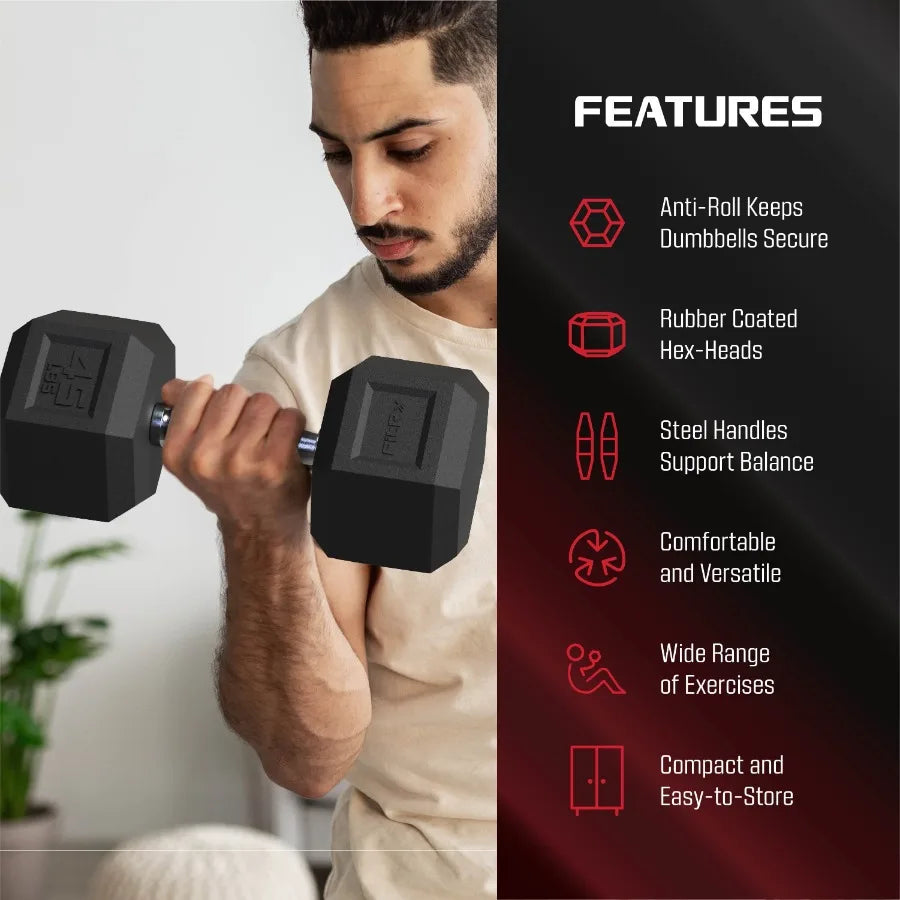2 pack 30lbs Rubber Hex Dumbbell