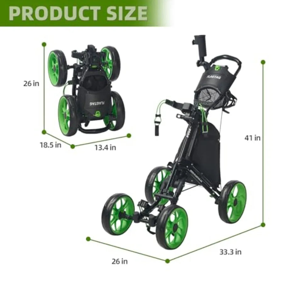 Golf Push Cart 4-Wheels, Folding