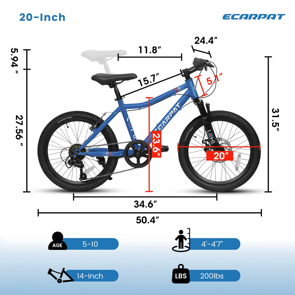 20 Inch Kids' Mountain Bike 7Speed