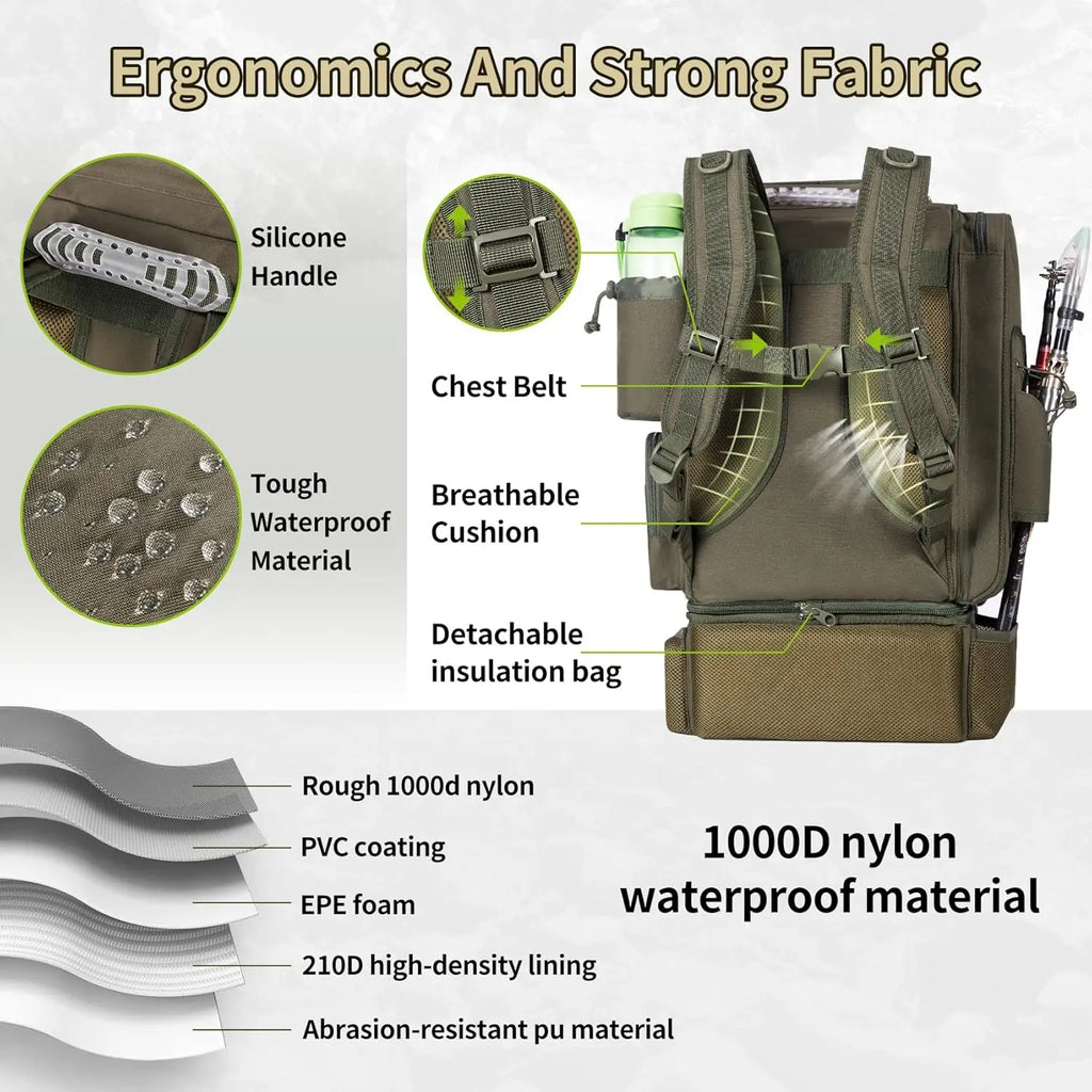 Large Fishing Backpack with Cooler