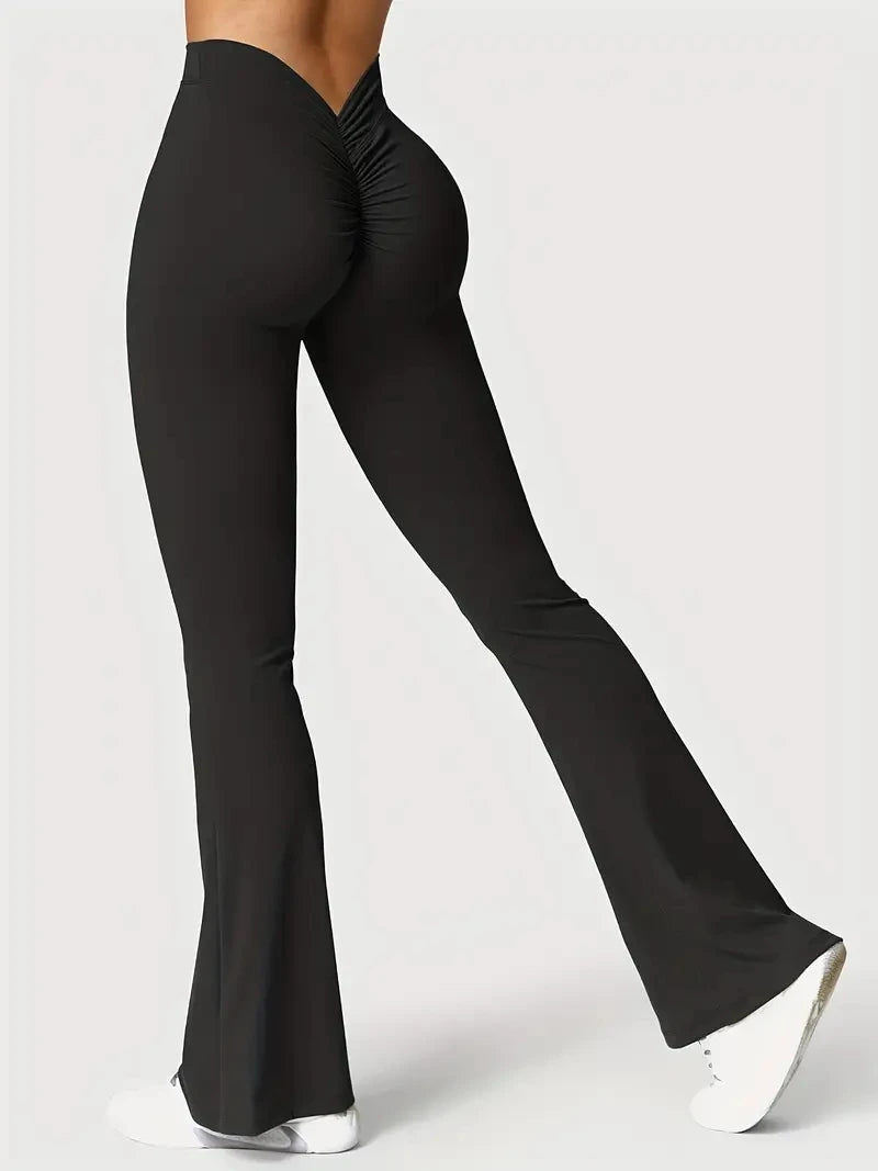 Women's flared yoga trousers V-cross