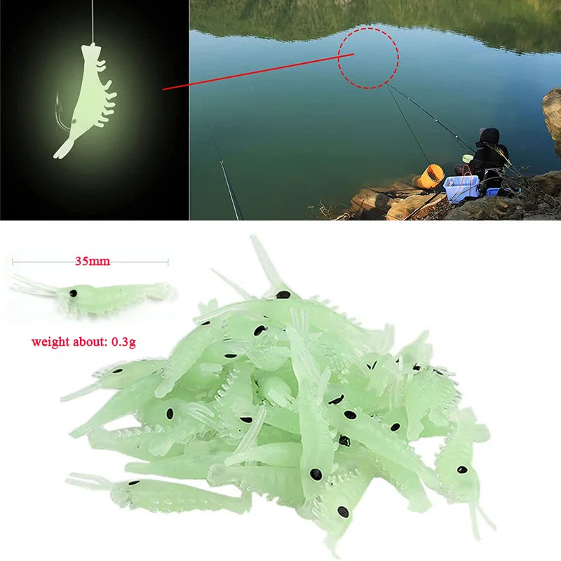 50Pcs Luminous Shrimp Fishing Bait